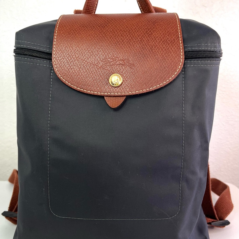 Longchamp Navy and Brown Backpack Le Pliage SacADos Modele Derose